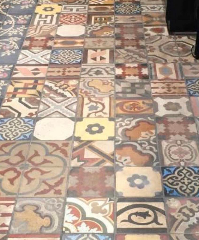 Oude antieke Franse cementtegels Jugendstil tegeltjes, Doe-het-zelf en Verbouw, Ophalen of Verzenden