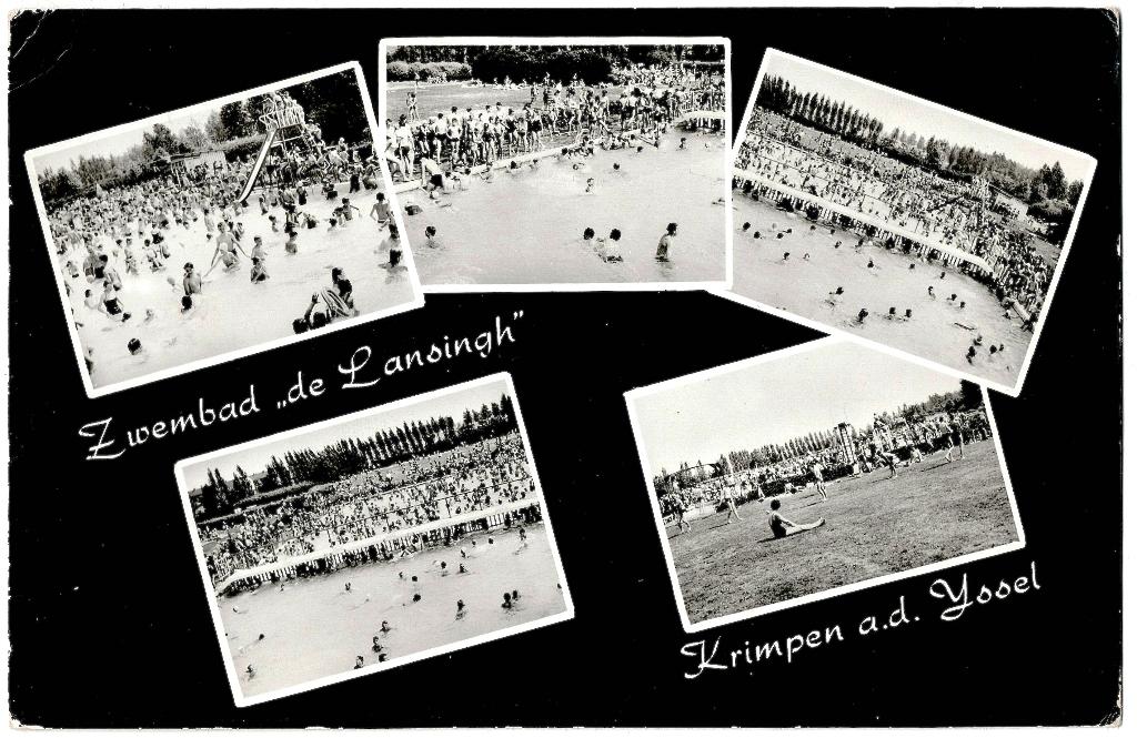 Krimpen ZH, zwembad de Lansingh collage, verstuurd 1968, Verzenden, 1960 tot 1980, Gelopen, Zuid-Holland