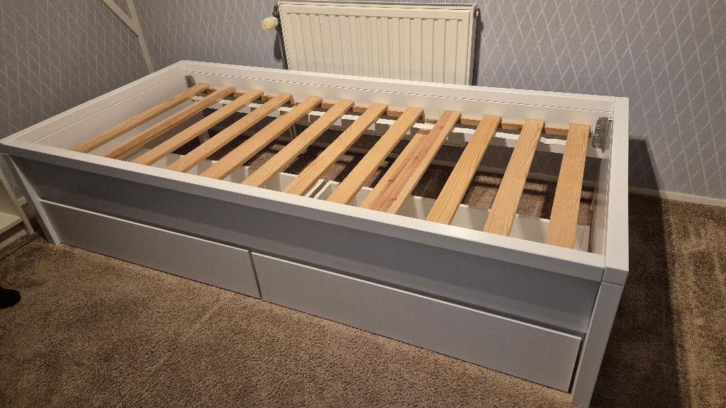 Wit eenpersoonsbed Bopita met lades 90x200, Kinderen en Baby's, Kinderkamer | Bedden, Ophalen, 85 tot 100 cm, Zo goed als nieuw