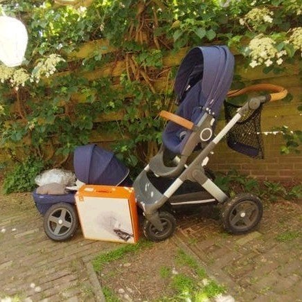 Stokke Xplory V6 Complete Set met Accessoires, Kinderen en Baby's, Kinderwagens en Combinaties, Gebruikt, Verstelbare duwstang