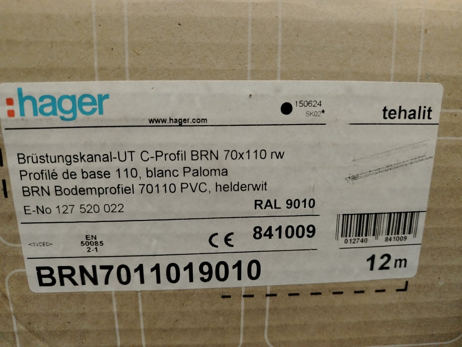Hager Tehalit BRN7011019010 kabelgoot met deksel, 50m, Ophalen, Nieuw, Hager, Overige typen