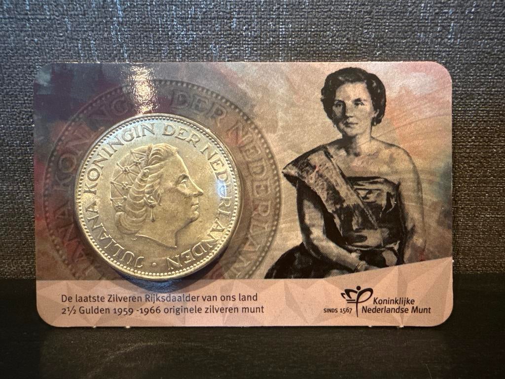 Coincard Zilveren Rijksdaalder 1960 Juliana, Koningin Juliana, Zilver, Ophalen of Verzenden, Losse munt