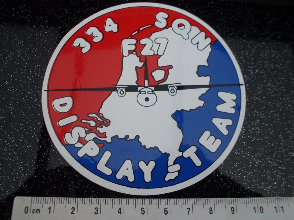 sticker squadron 334 display team F27 KLu leger army, Verzenden, Zo goed als nieuw, Bedrijf of Vereniging