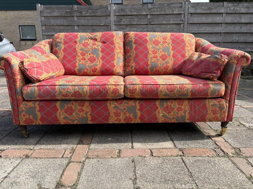 Vintage 2-zits bank met bloemenprint, Ophalen, Gebruikt, Vintage, Tweepersoons