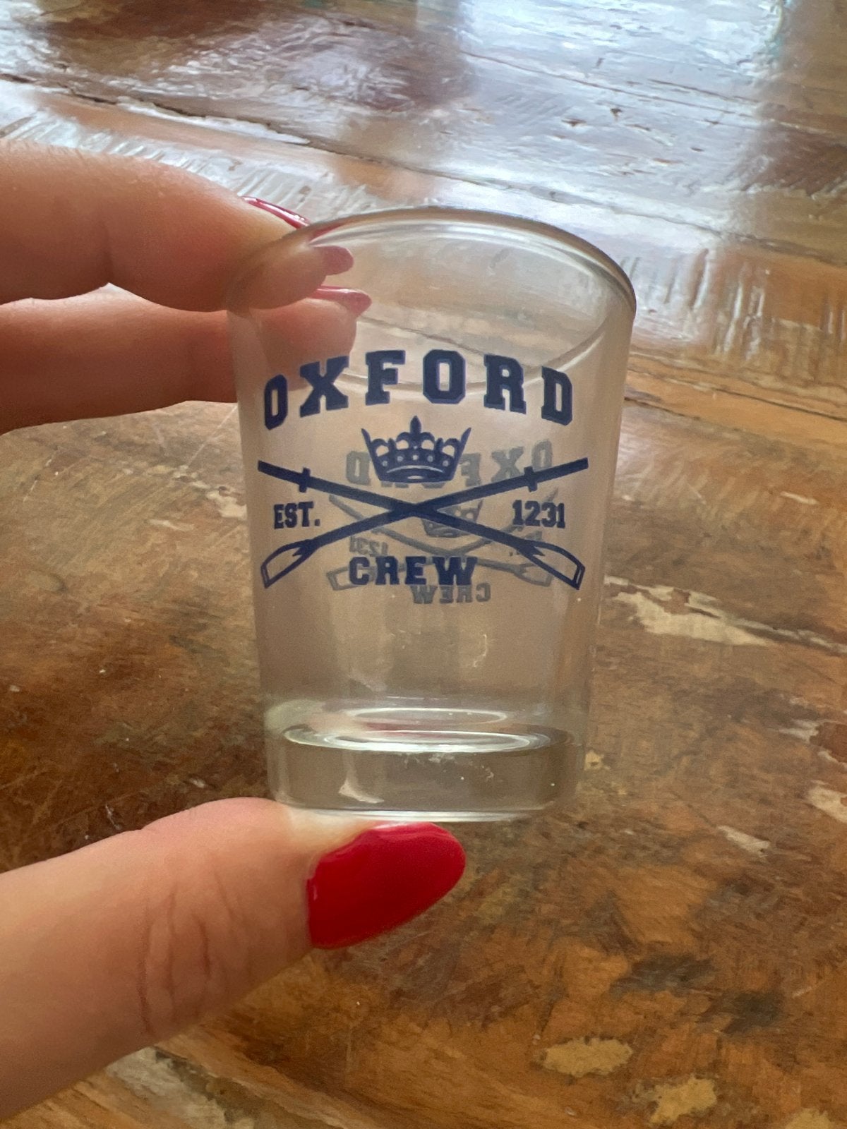 Oxford shotglaasje - souvenir, Ophalen of Verzenden, Gebruikt, Glas, Overige stijlen