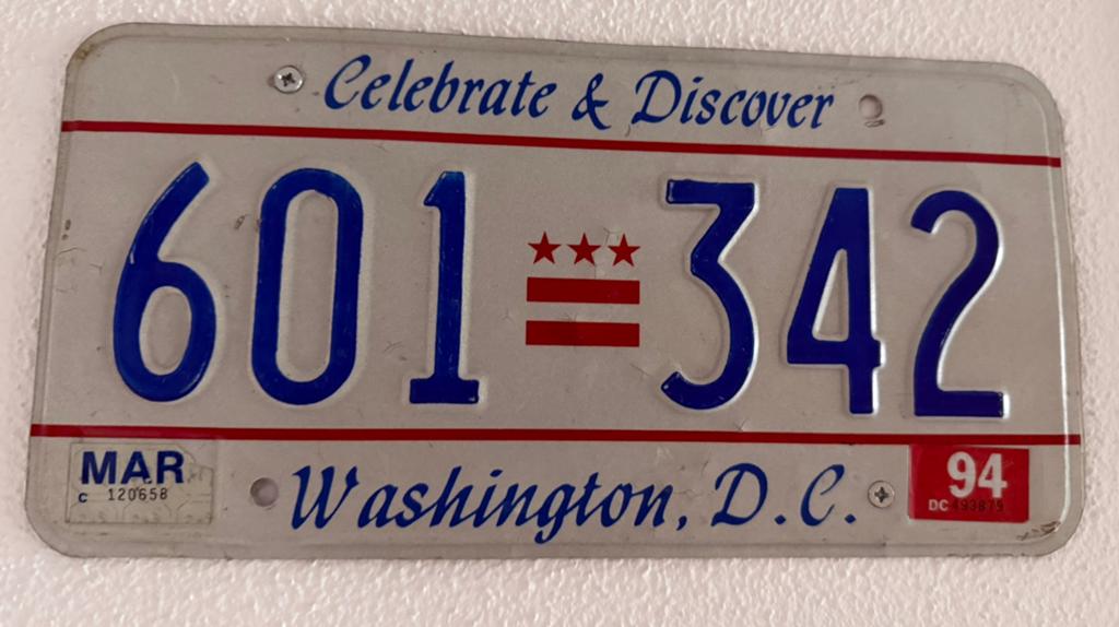 Amerikaanse kentekenplaat origineel Washington DC, Ophalen of Verzenden, Gebruikt, Auto's