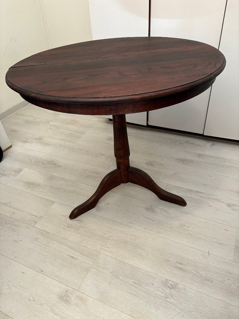 Ronde eikenhouten tafel, Ophalen, Gebruikt, 50 tot 100 cm, Klassiek