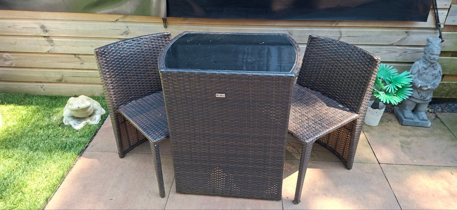 Compacte Wicker Tuinset met Tafel en 2 Stoelen, Ophalen of Verzenden