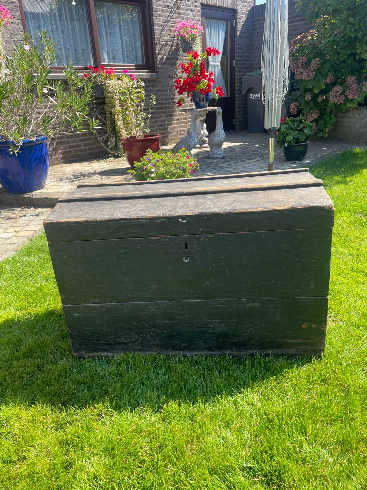 Oude houten (deken) kist, Ophalen, 50 – 75, Gebruikt, 50 tot 100 cm