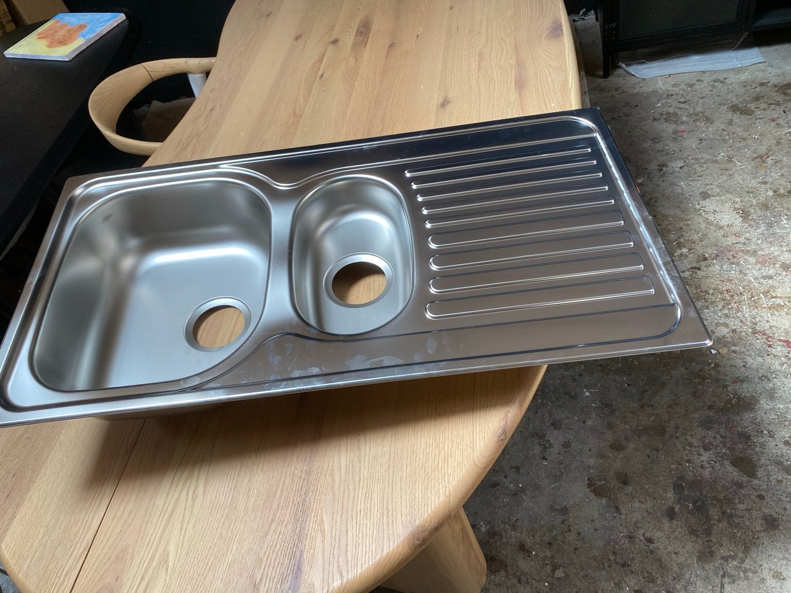 Nieuwe Blanco dubbele spoelbak 95x50 cm met afvoer