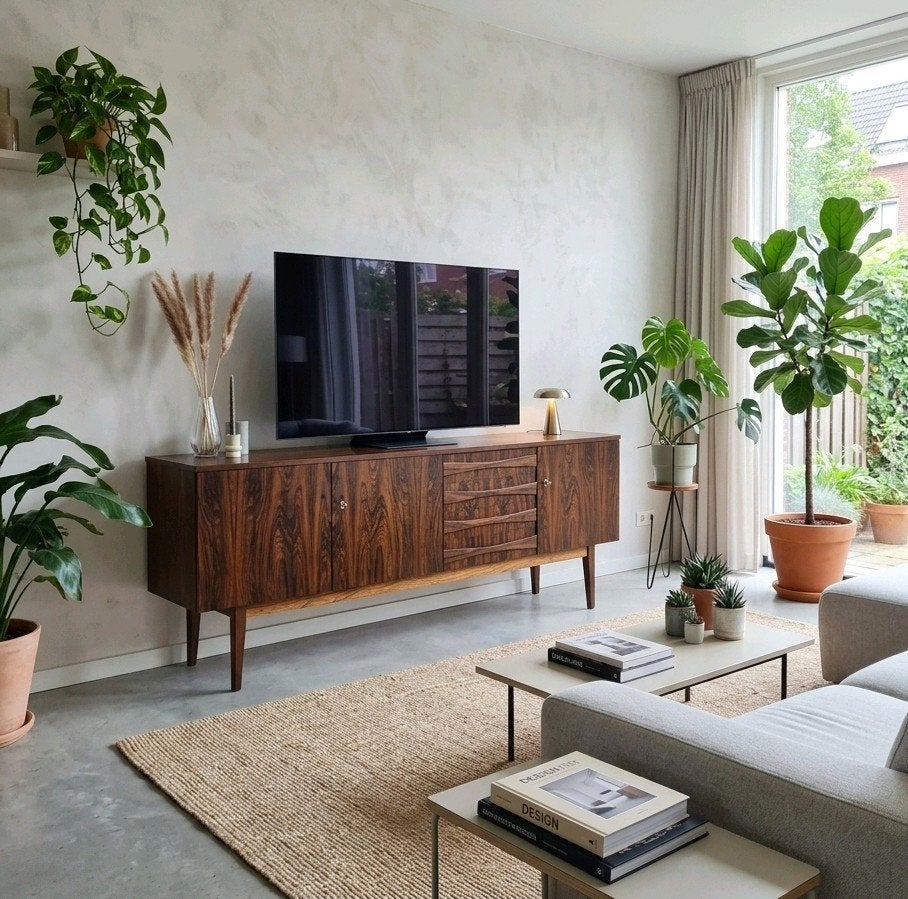 Vintage jaren 60 - 70 palissander sideboard tv meubel 60's, Ophalen, Gebruikt, Scandinavisch, Mid Century, V-form, Deens Design