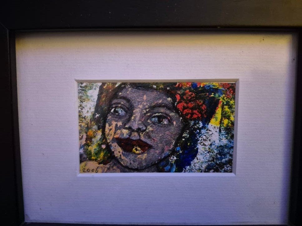 Abstract portret 'Vrouw met bloem in het haar'., Antiek en Kunst, Ophalen of Verzenden