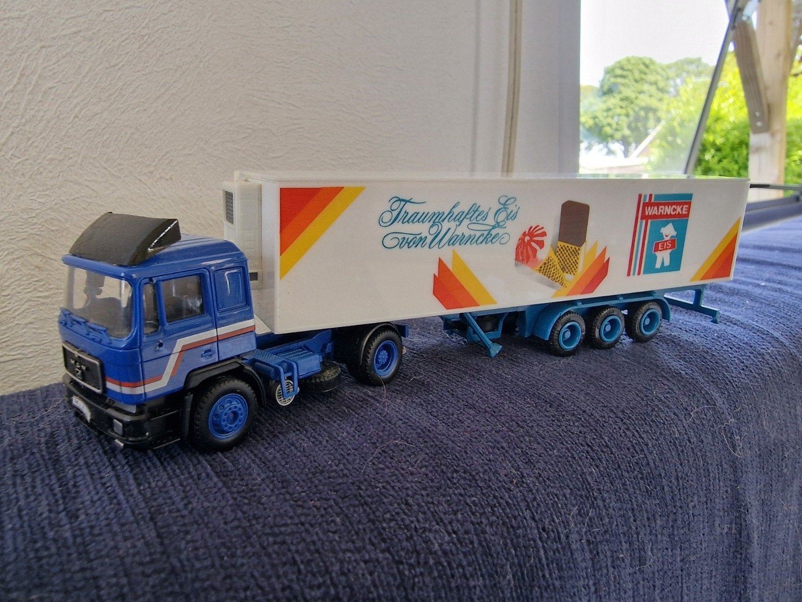 MAN Vrachtwagen met Warncke IJs Trailer Model, Overige merken, 1:50 of kleiner, Ophalen of Verzenden, Zo goed als nieuw
