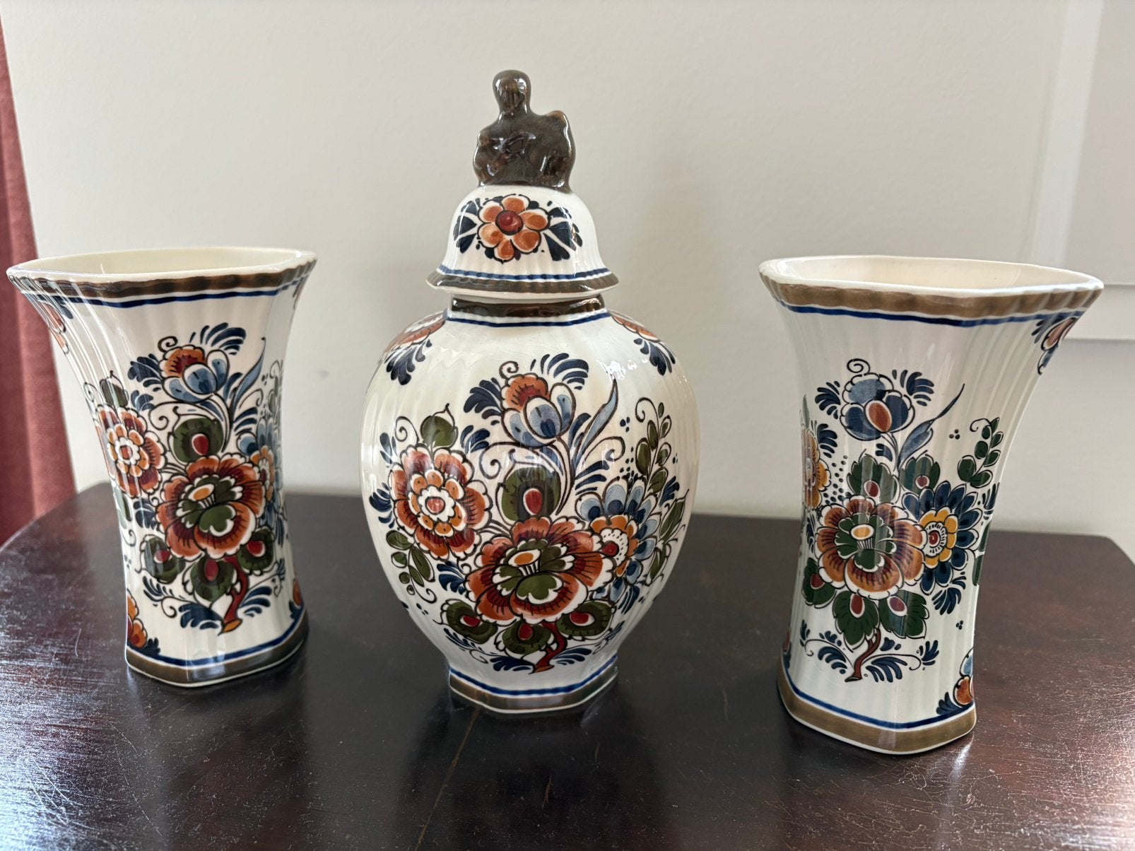 Mooie vazen set - Delfts Polychroom Holland, Antiek en Kunst, Antiek | Vazen, Ophalen