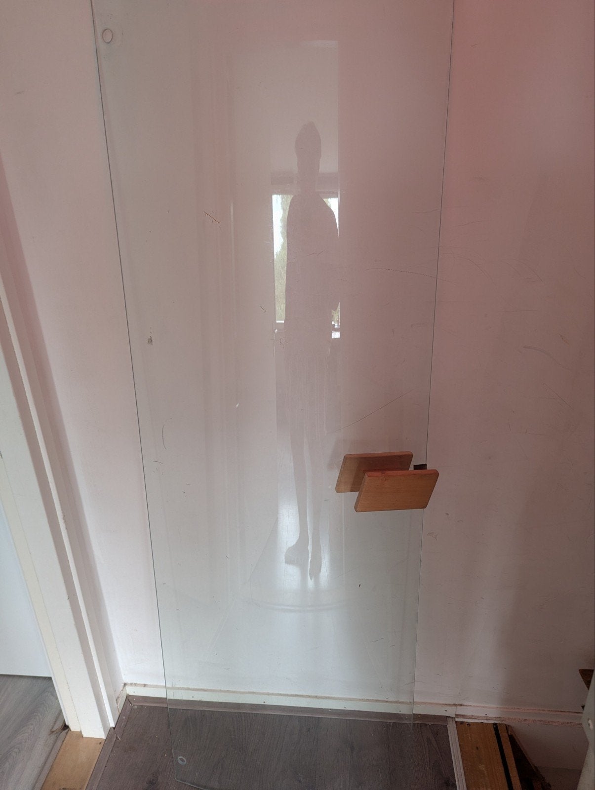 Gebogen sauna deur met frame, Ophalen, 80 tot 120 cm, Glasplaat