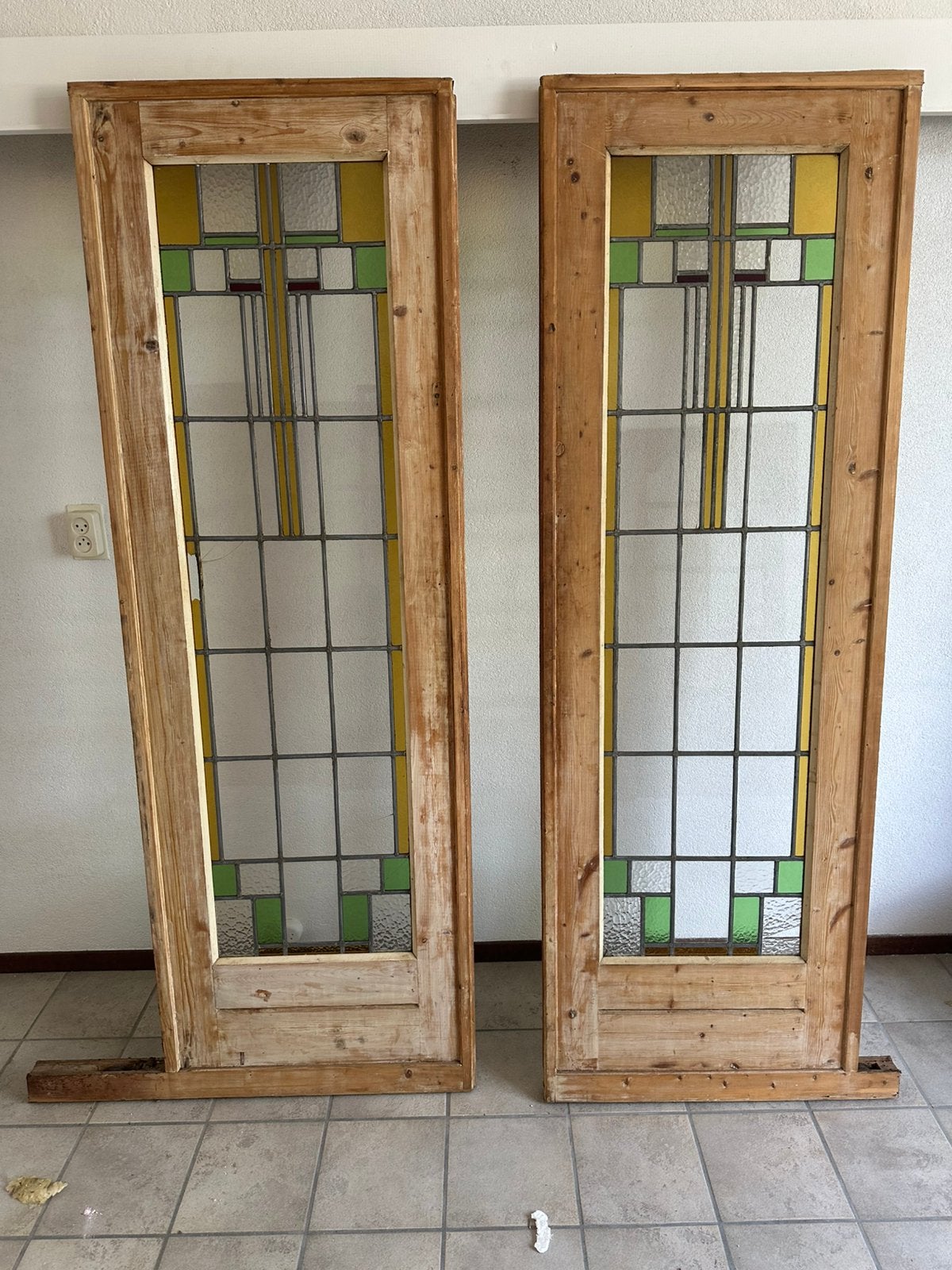 Glas in lood ensuite  deuren, Ophalen, Gebruikt, Binnendeur, Glas