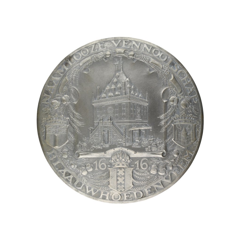 VERZILVERD BRONZEN PLAQUETTE J.C. Wienecke BLAUWHOEDENVEEM, Verzenden