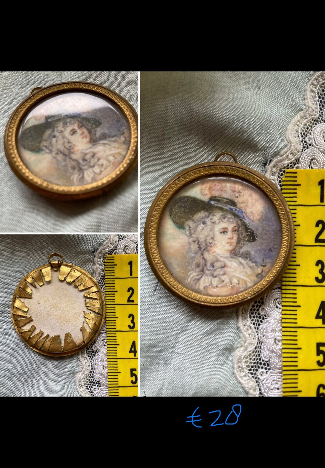 🌿 Pop ,”ANTIEK MINIATUUR LIJSTJE VOOR POPPENHUIS”🌿ca 1900, Antiek en Kunst, Verzenden