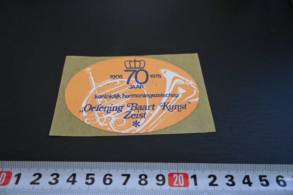 sticker zeist kon harmoniegezelschap OEFENING BAART KUNST 70, Ophalen, Zo goed als nieuw