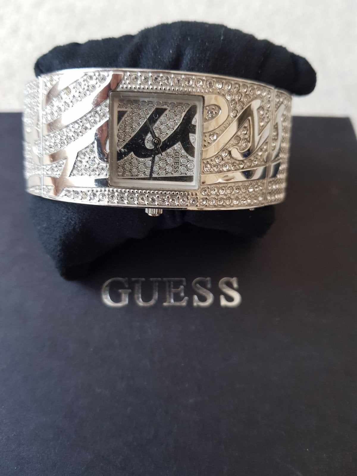 Guess polshorloge dames zilver strass horloge sieraden, Staal, Staal, Verzenden, Guess