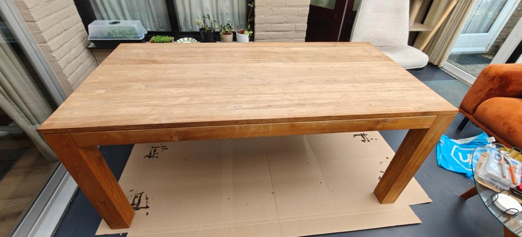 Massief eikenhouten eettafel - De Troubadour Amstelveen, Gebruikt, 150 tot 200 cm, Rechthoekig, 50 tot 100 cm