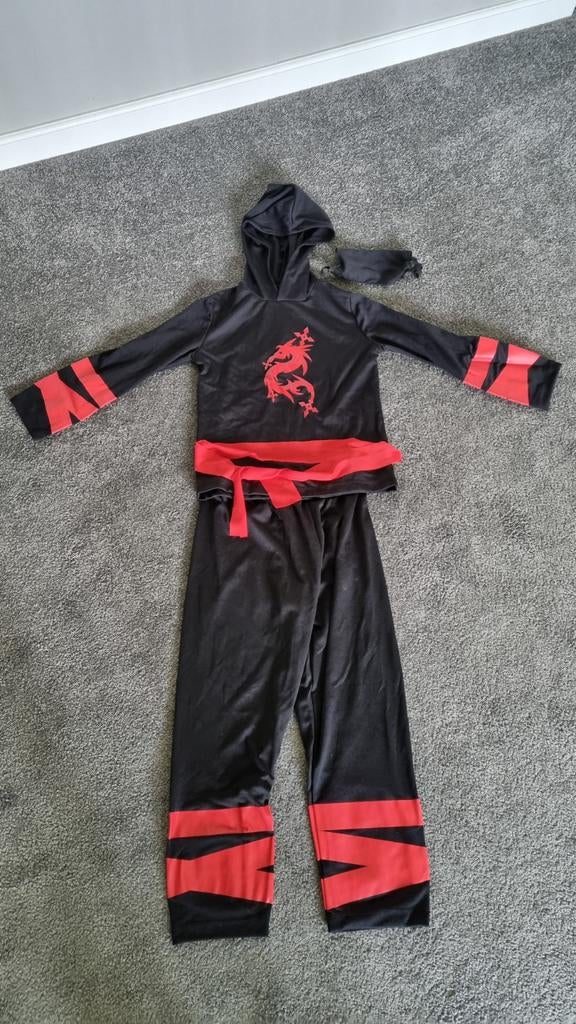 Verkleedkleding Ninja kostuum voor ong. 5/6 jaar, Kinderen en Baby's, Ophalen of Verzenden, Zo goed als nieuw, 104 of kleiner