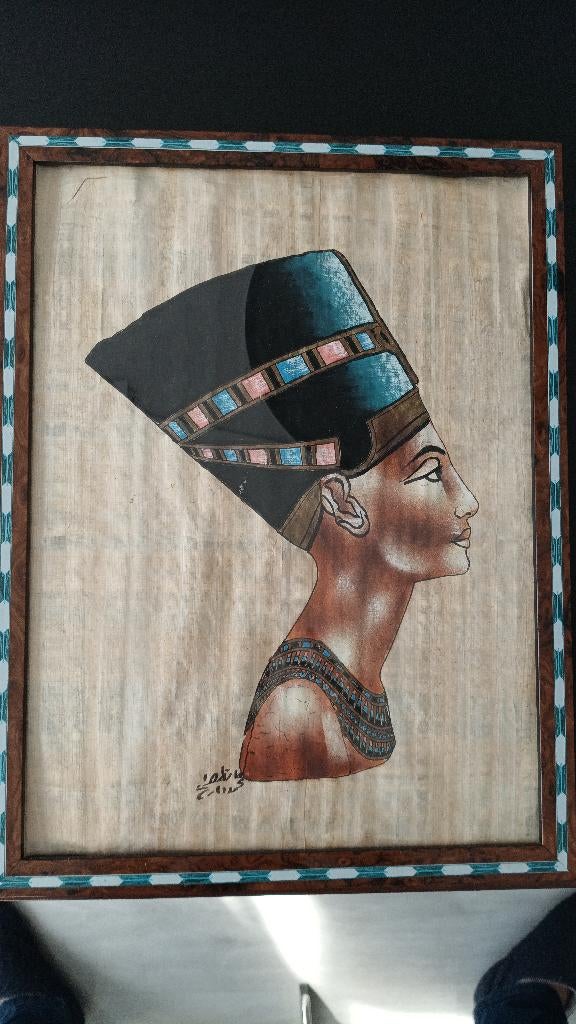 Afbeelding koningin Nefertiti in profiel – papyrus, Ophalen of Verzenden