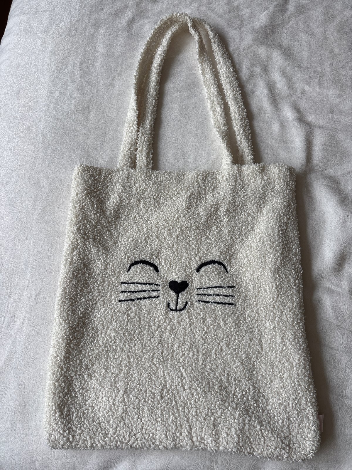 Leuke pluche tas met kattengezichtje HEMA, Ophalen of Verzenden, Zo goed als nieuw, Wit, Shopper