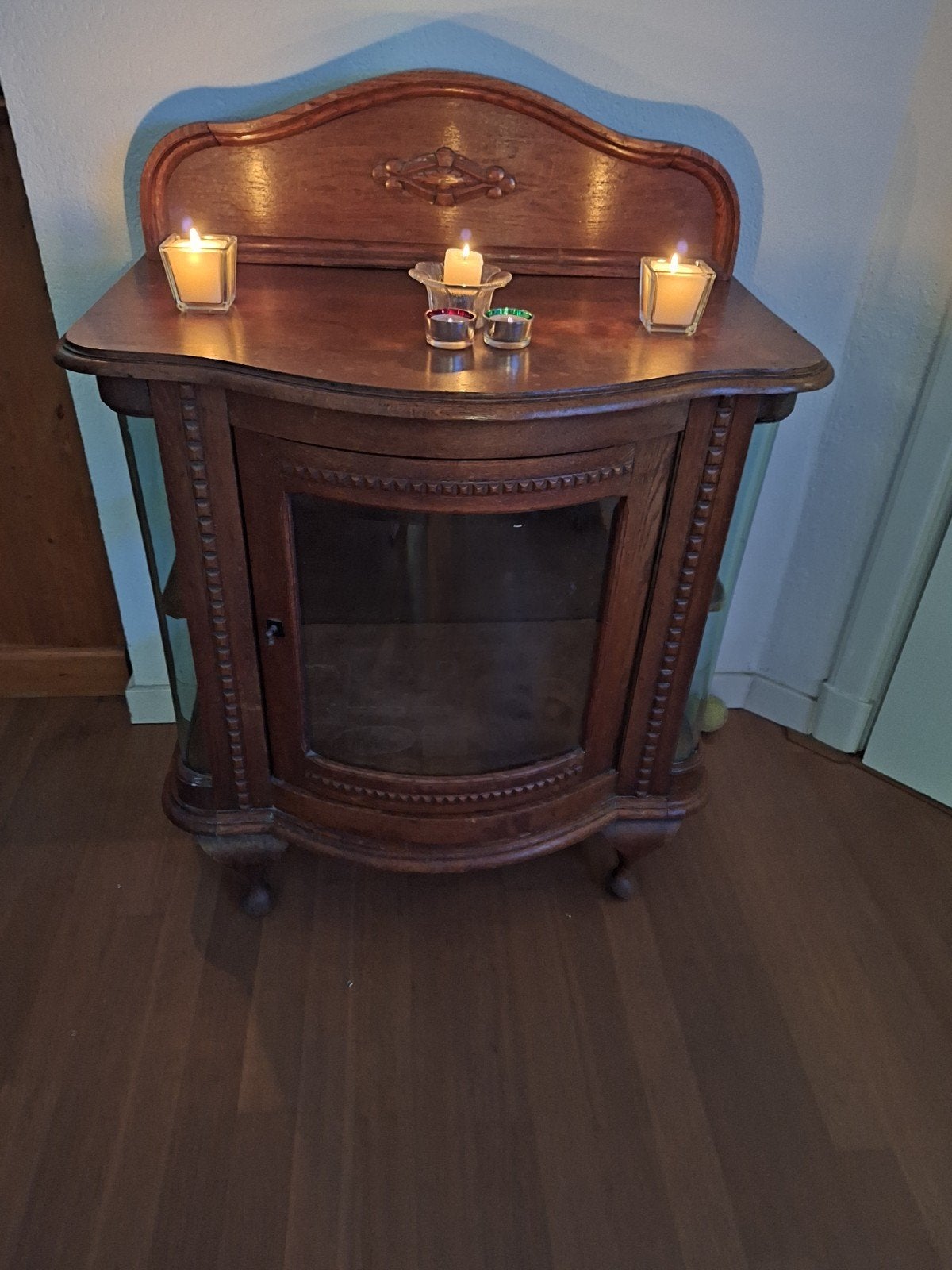 Art Deco Theekastje met Gebogen Glas, Antiek en Kunst, Ophalen