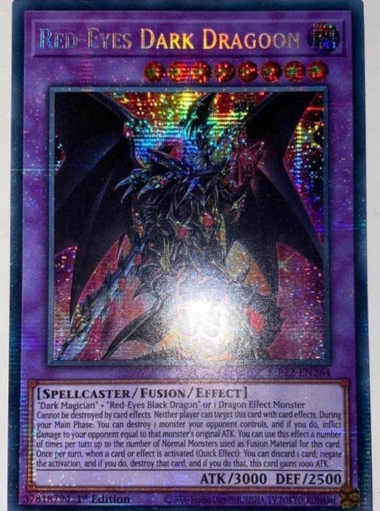 Yu-Gi-Oh! Red-Eyes Dark Dragoon MP22 1st Ed Foil Bleed, Hobby en Vrije tijd, Verzamelkaartspellen | Yu-gi-Oh!, Ophalen of Verzenden