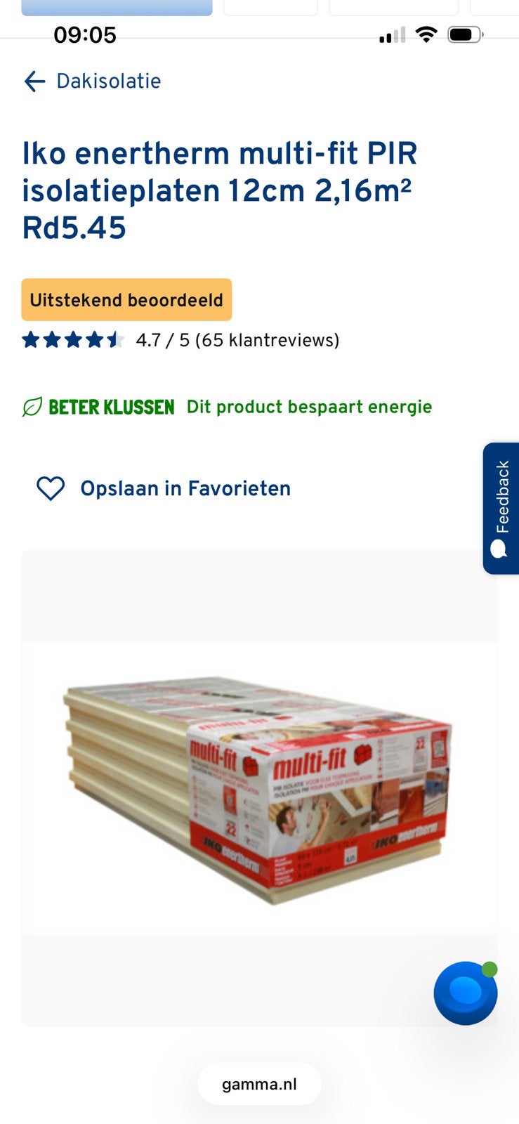 Iko enertherm multi-fit PIR isolatieplaten12cm 2,16m² Rd5.45, Doe-het-zelf en Verbouw, Ophalen, Nieuw, Hardschuim (Pir)