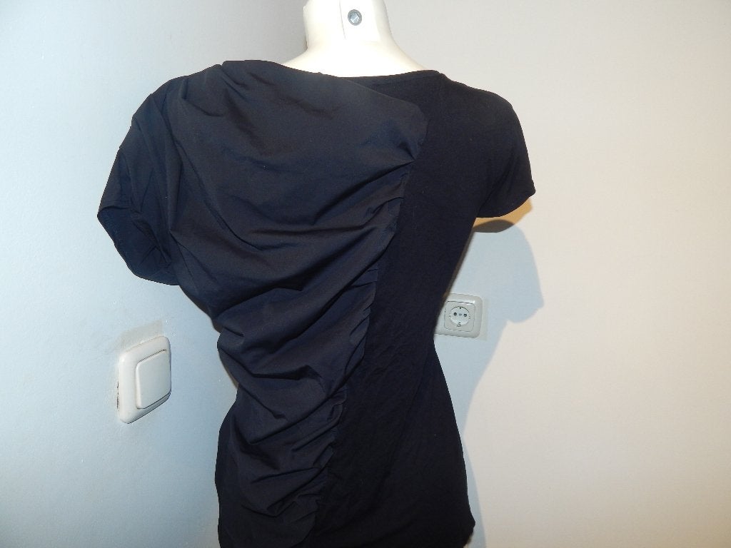 Elsewhere mooi shirt 1 kant gladde stof gesmockt apart L, Verzenden, Elsewhere, Zwart, Maat 42/44 (L)
