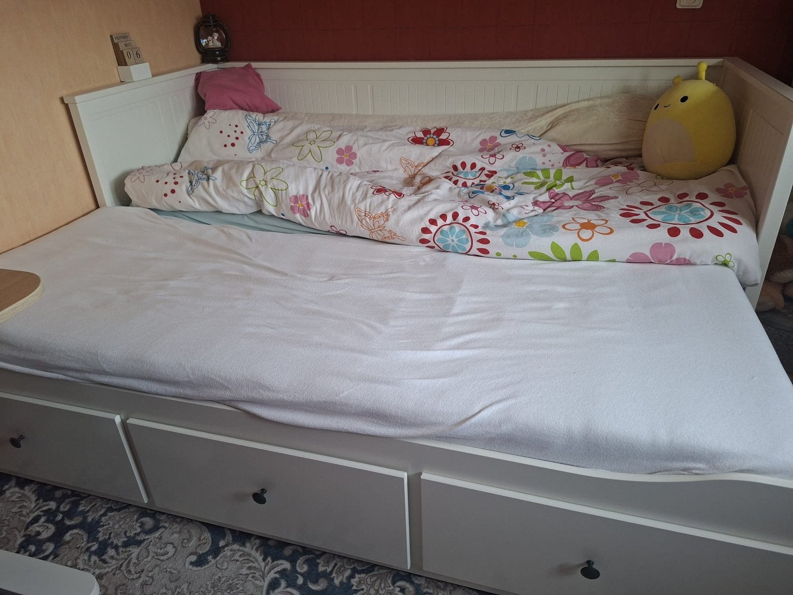 Ikea Hemnes Bedbank met 3 lades, Huis en Inrichting, Slaapkamer | Bedden, Ophalen, Wit, Tweepersoons, 80 cm