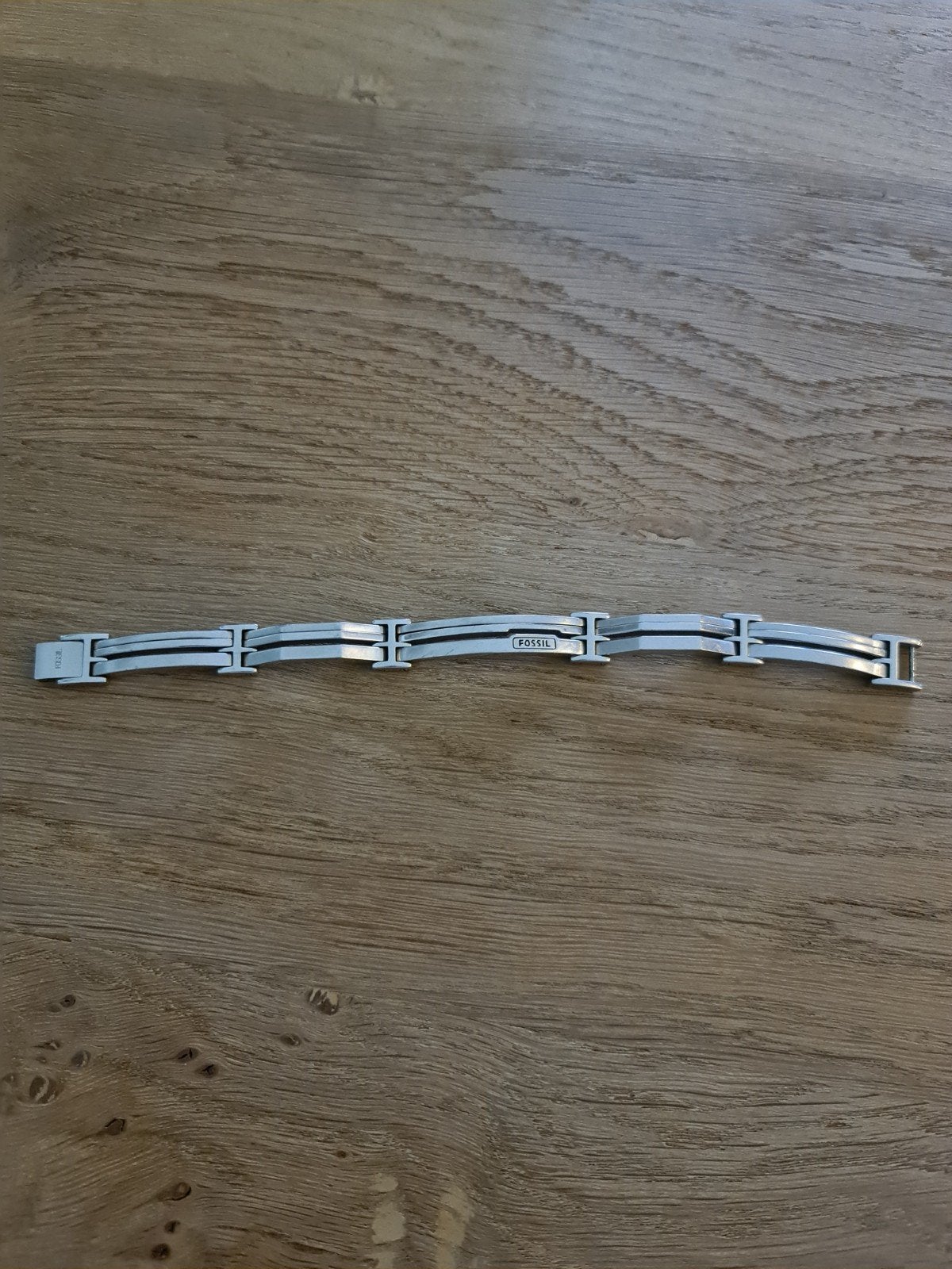 Fossil Heren Armband - Zilverkleurig Staal - 19,5 cm., Ophalen of Verzenden, Gebruikt, Zilver, Staal