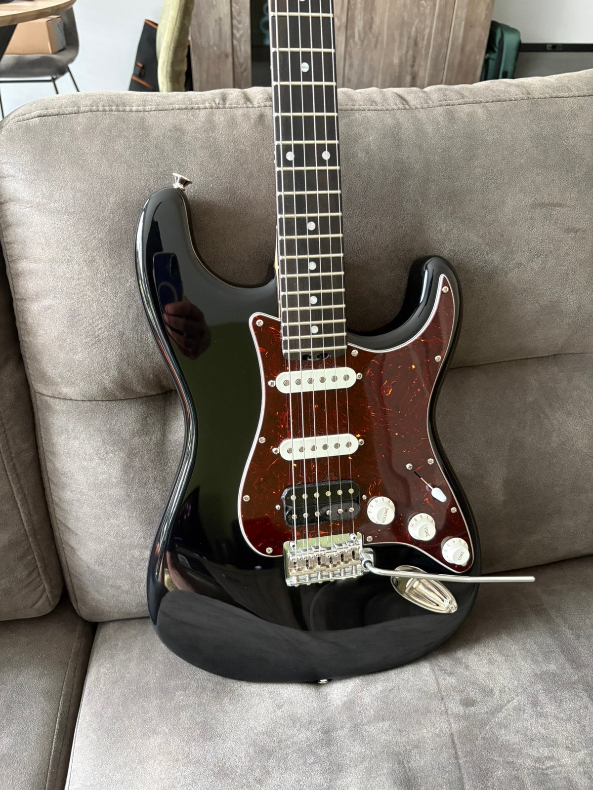 Jonker Guitars Black Classic Landau stratocaster, Ophalen, Zo goed als nieuw, Solid body, Overige merken