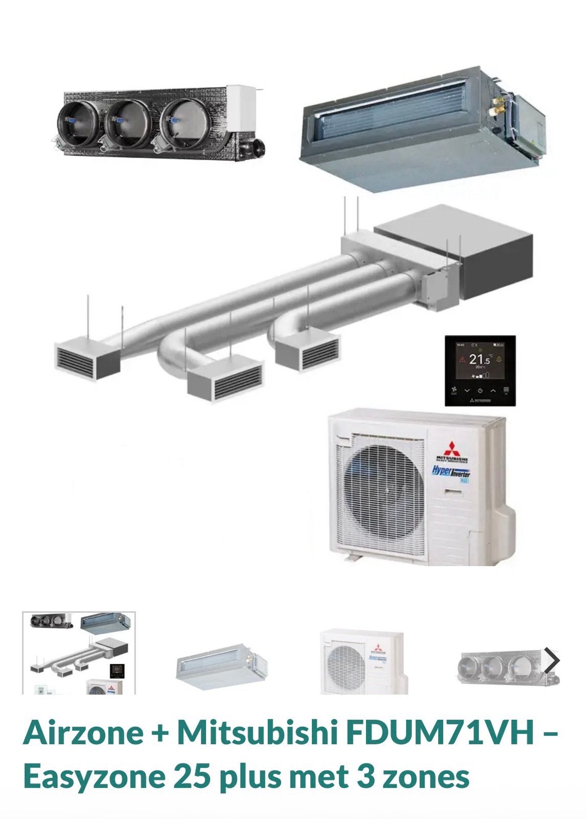 Mitsubishi Heavy 7-8KW Kanaalunit warmtepomp - 3 zones-zgan, Ophalen, Zo goed als nieuw, Overige typen