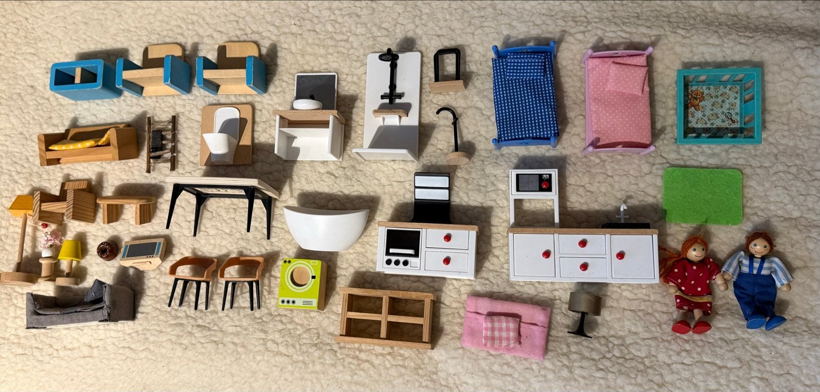 Grote set poppenhuis meubels en accessoires, Verzamelen, Poppenhuizen en Toebehoren, Ophalen of Verzenden, Gebruikt, Poppenhuis