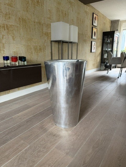 RVS zilverkleurige plantenbak 80x40 cm, Kunststof, Gebruikt, Binnen, Overige vormen