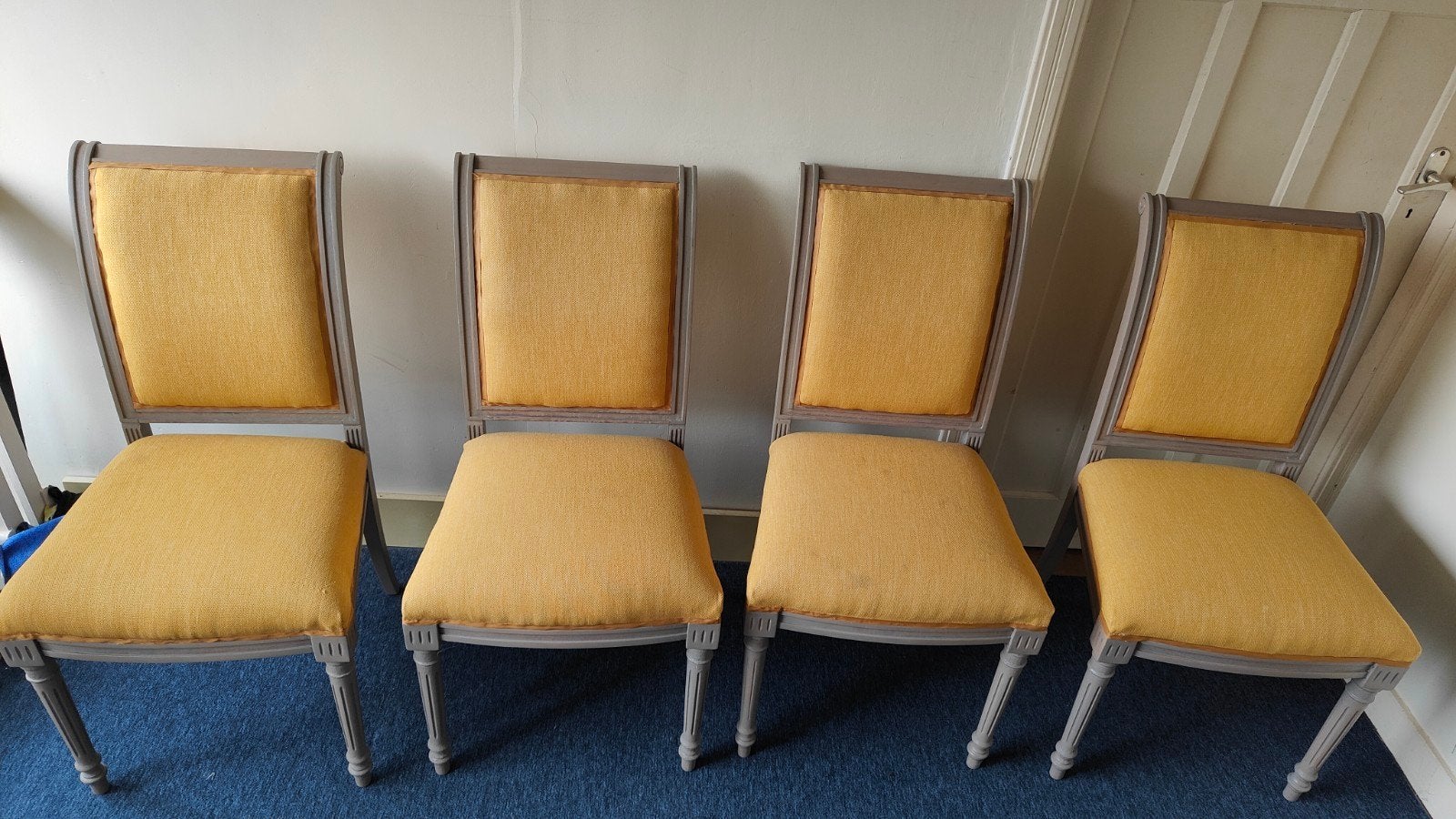4 eetkamerstoelen nieuw bekleed, Ophalen, Gebruikt, Overige kleuren, Vier