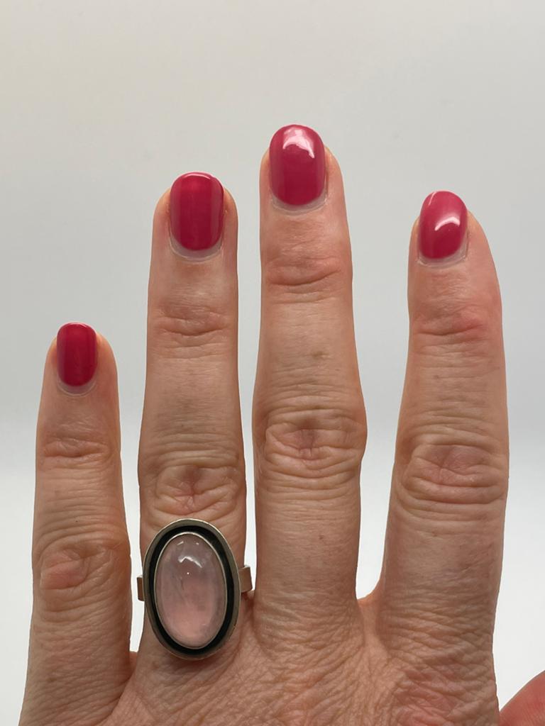 E103 Prachtige zilveren Georg Kramer ring maat 17,5, Ophalen of Verzenden, Zilver, Ring, Met edelsteen