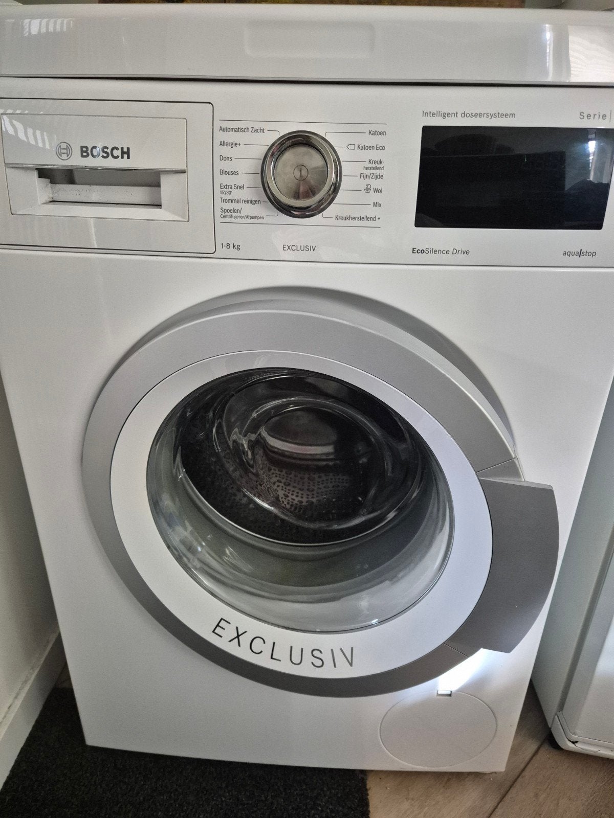 Bosch wasmachine met doseringssysteem, Ophalen, Gebruikt, 1200 tot 1600 toeren, 85 tot 90 cm
