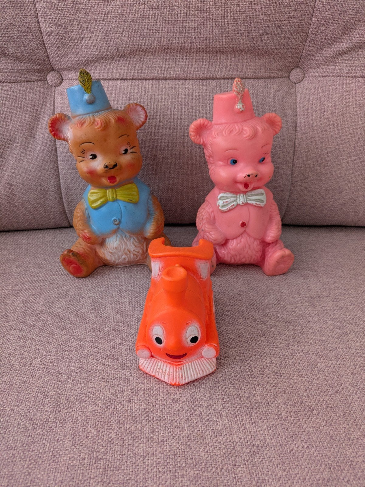 2 vintage bongo Disney piepbeertjes en treintje, Ophalen of Verzenden, Gebruikt