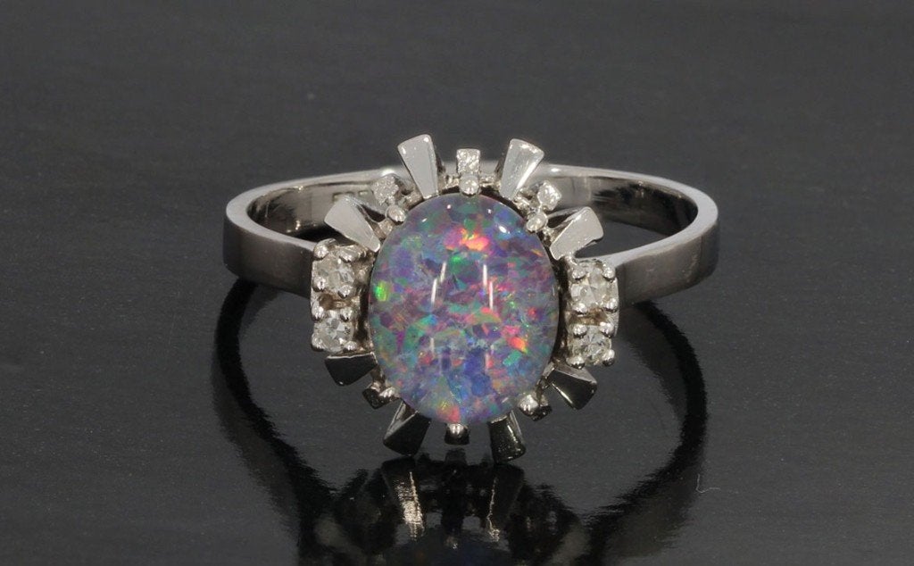 Diamanten opaal luxe 14k gouden dames ring briljant luxe, Voordeelsieraden, 19 tot 20, Ophalen of Verzenden, Zo goed als nieuw