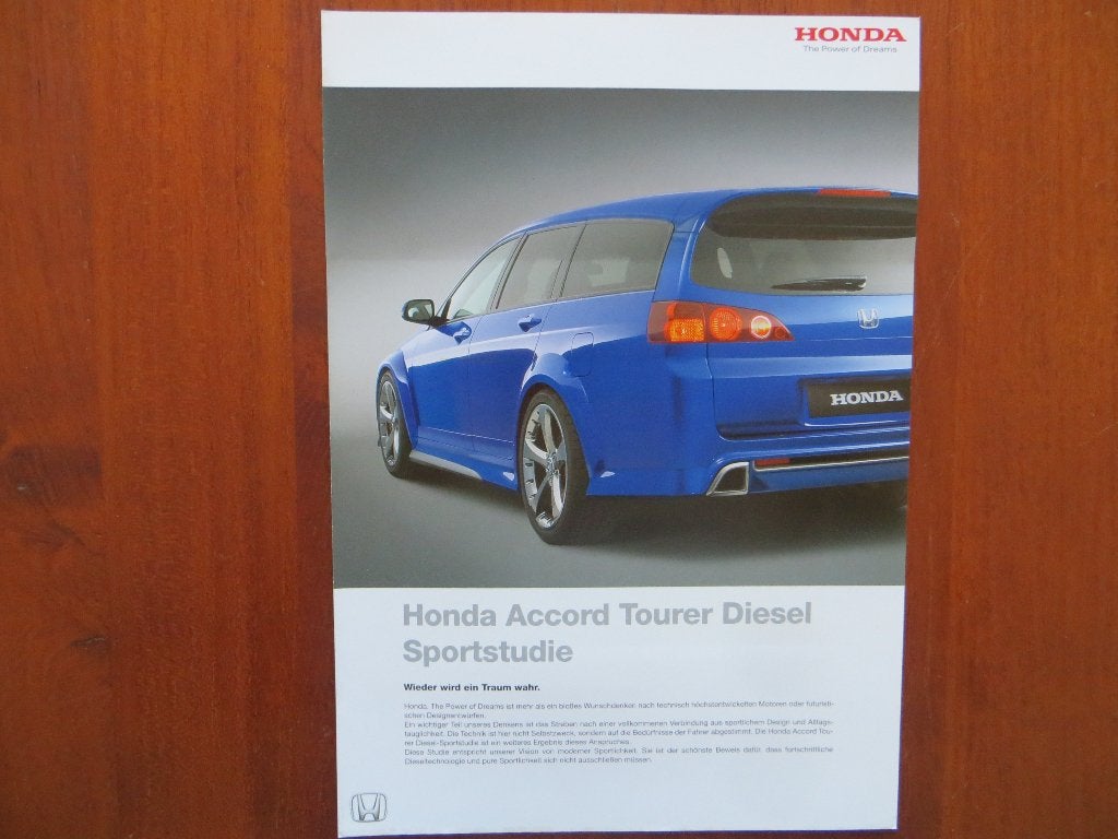 Honda Accord Tourer Diesel Sportstudie (sept. 2003), Ophalen of Verzenden, Nieuw, Honda