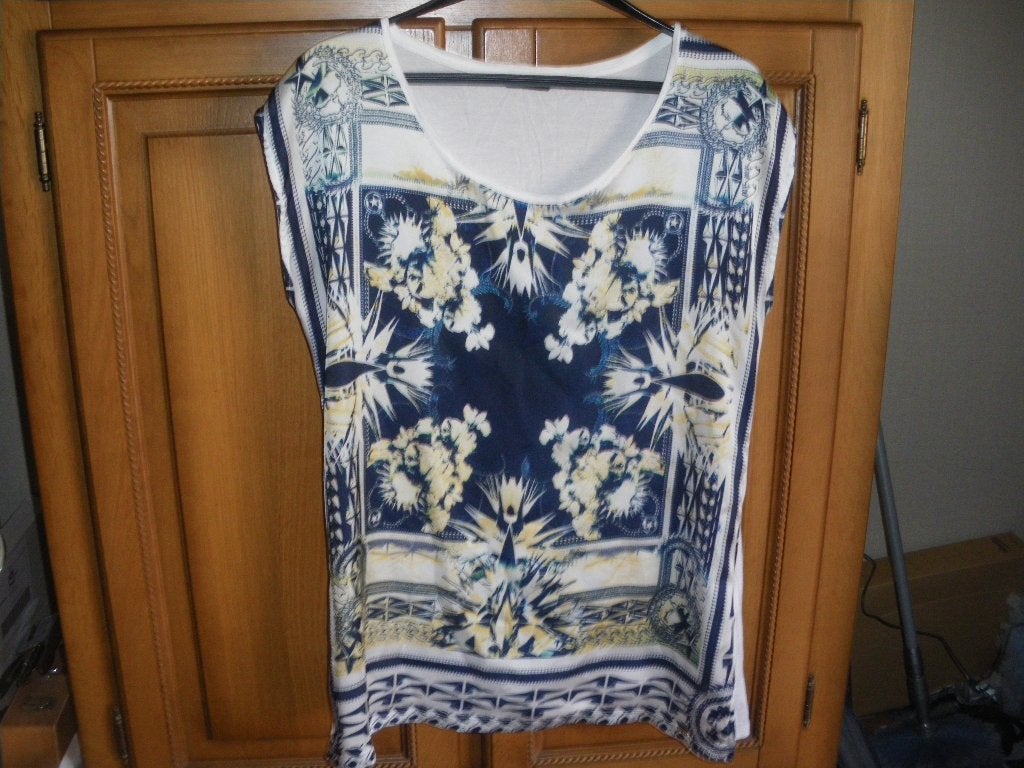 nieuw heel leuk wit zomer shirt met blauwe print salsa mt 42, Wit, Maat 42/44 (L), Nieuw, Ophalen of Verzenden
