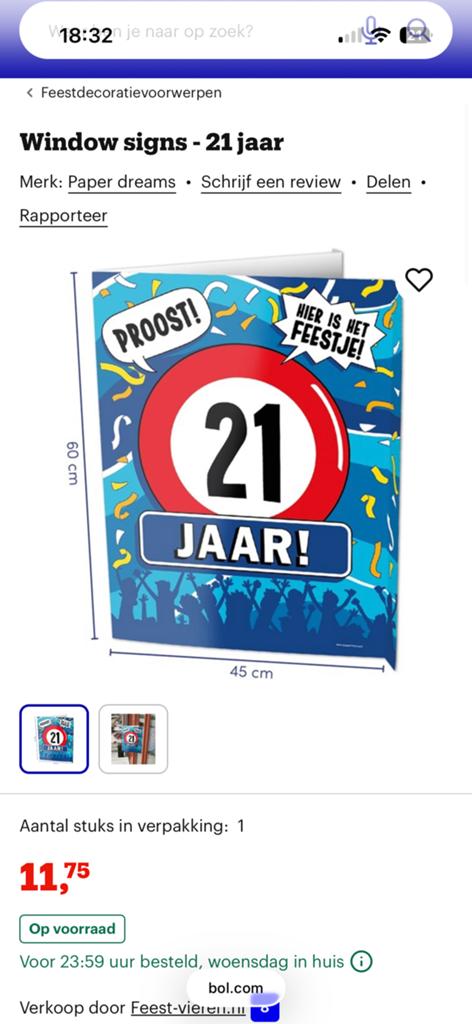 raam window sign 21 jaar nieuw, Ophalen of Verzenden, Nieuw