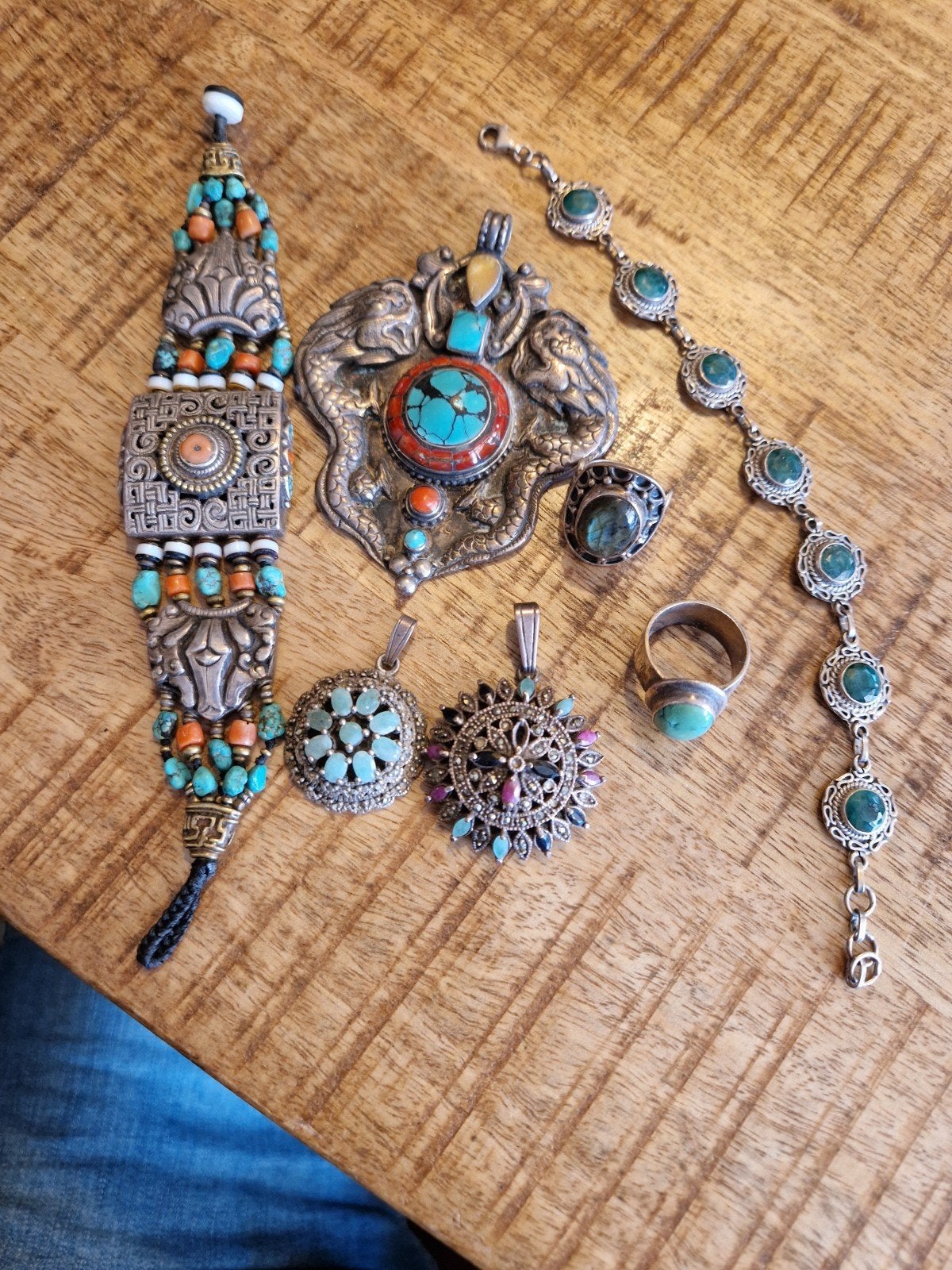 Set zilveren sieraden uit Nepal/Tibet, Sieraden, Tassen en Uiterlijk, Antieke sieraden, Ophalen, Zilver