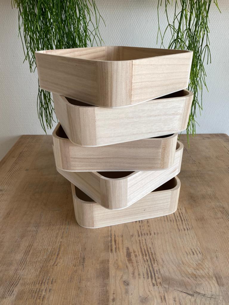 5 houten ‘dienbladen’ / trays / sensorische speelbak, Ophalen of Verzenden, Zo goed als nieuw, Vierkant, Hout