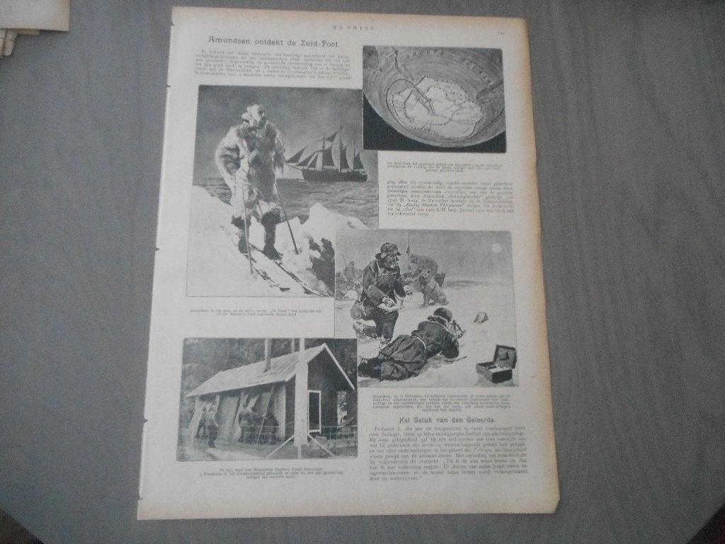 Amundsen. Ontdekt de Zuidpool. 1912., Verzamelen, Tijdschriften, Kranten en Knipsels, Ophalen of Verzenden, Voor 1920, Buitenland