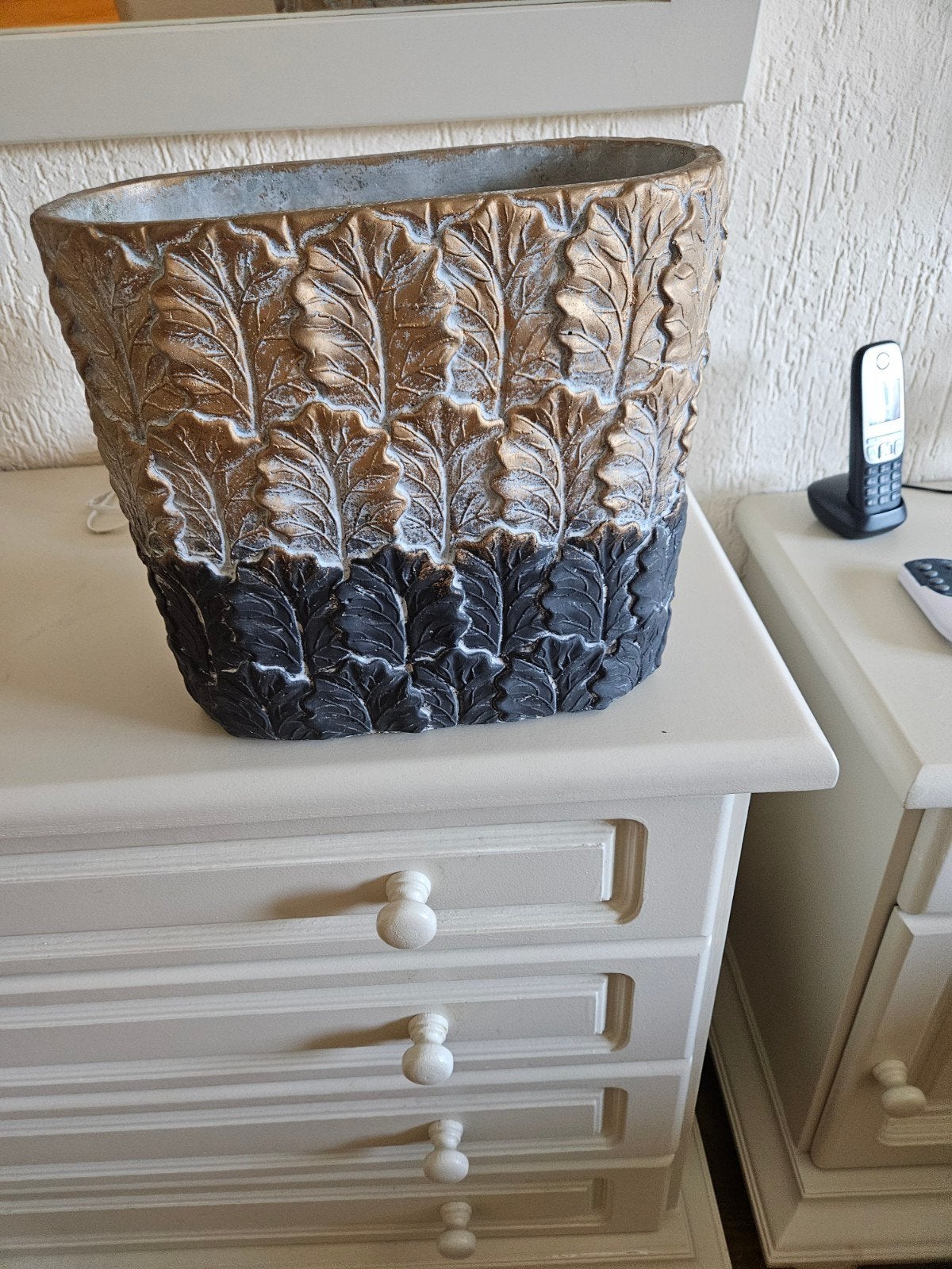 Hele mooie zware stenen vaas /pot 28 cm, Tuin en Terras, Bloempotten, Ophalen, Steen, Rond, Zo goed als nieuw